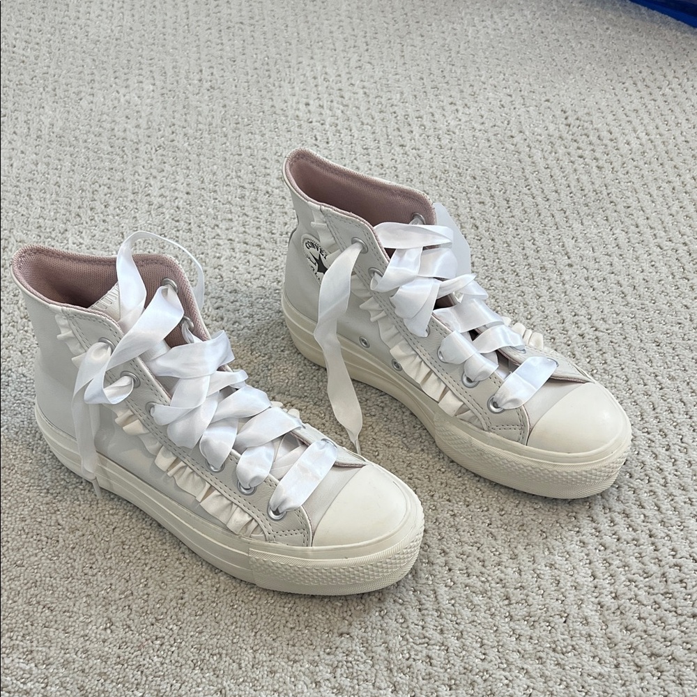 Converse Chuck Taylor Lift Hi Leather Sneakers with Ruffle Detail